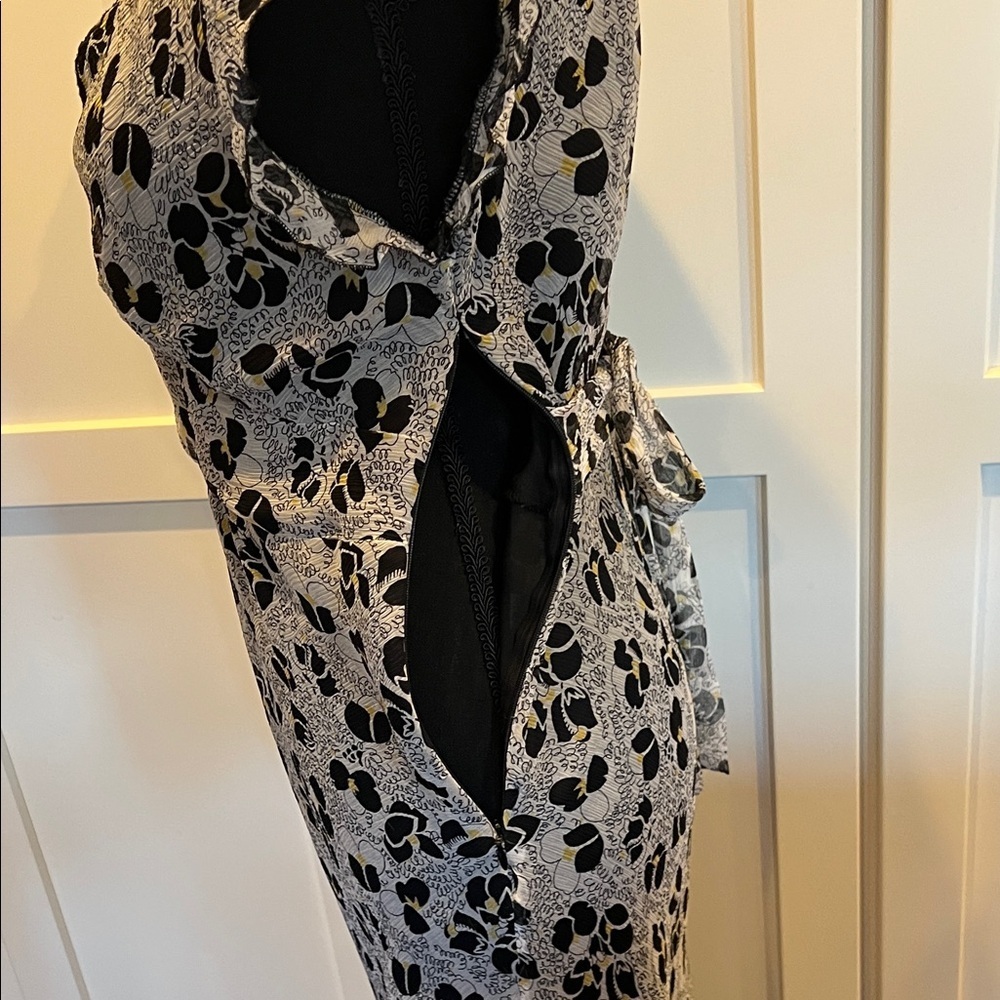 Sunny Leigh 100% SILK Black Midi Size 8 - Picture 8 of 9